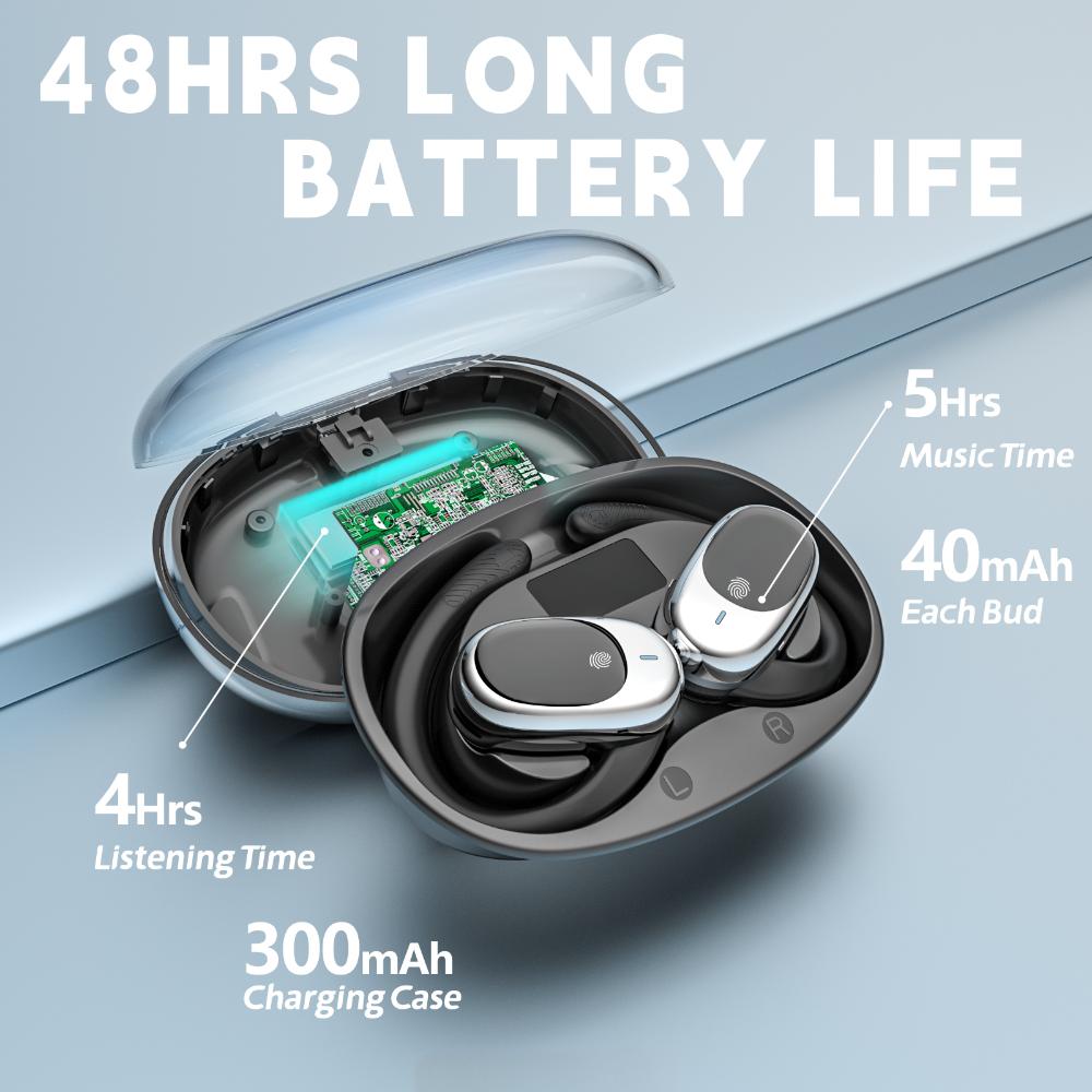 JM11 Bluetooth Headphones Sports Wireless Headphones with Comfortable Earbuds, LED Battery Indicator,