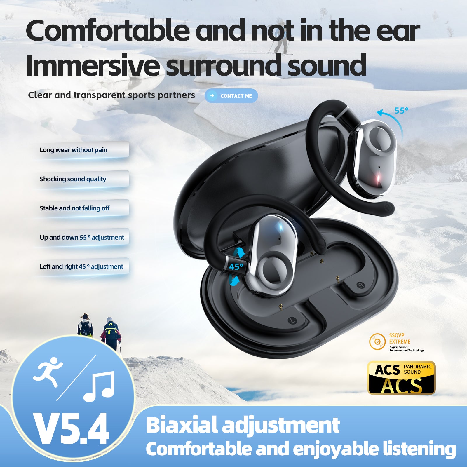 GX18 AI Translation Headphones Hi-Fi Stereo Headphones Digital Display Sports Headphones