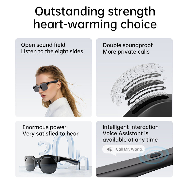 GX89 Sunglasses Bluetooth Headphones with LED Battery Indicator, UV Protection