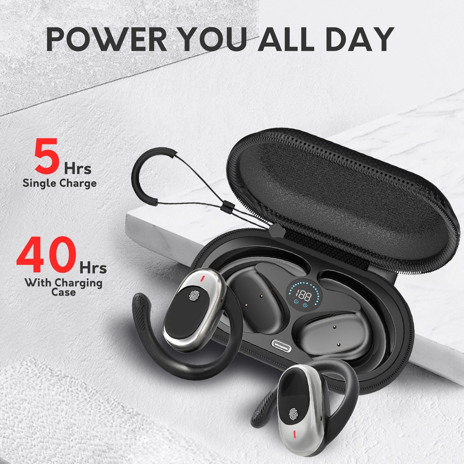 JM10 Bluetooth Headphones with Real-Time AI Translation in 156 Languages, App Support and AI Assistant