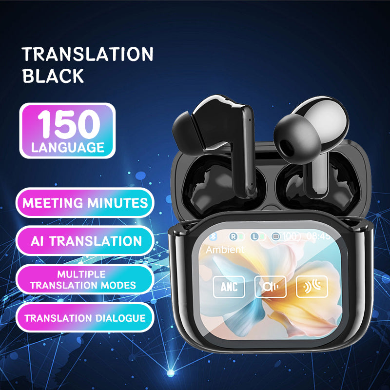 GX19 TWS Bluetooth Headphones with Touch Screen, Active Noise Cancellation,  AI Translator Function