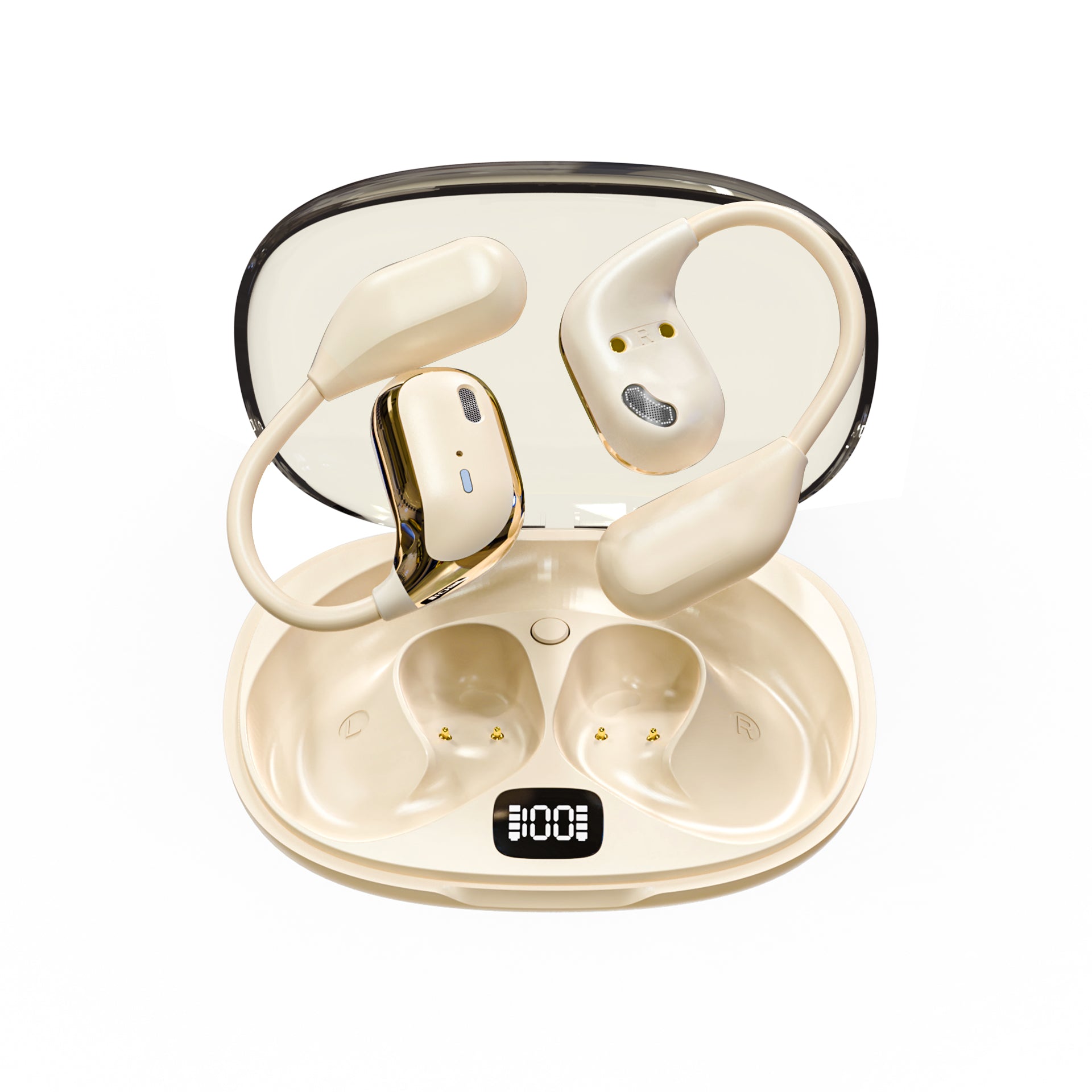 GX15  AI Translation Headphones Digital Display with LED Battery Indicator for Sports Running Headphones