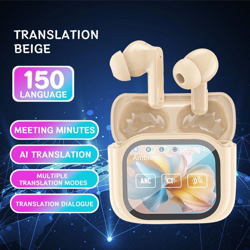 GX19 TWS Bluetooth Headphones with Touch Screen, Active Noise Cancellation,  AI Translator Function